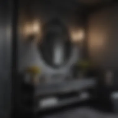 Artful Contrast: Black Accents in Gray Spaces Dramatic black and gray bathroom with artistic touches