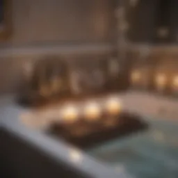 Stylish and functional bath caddy with candles and books