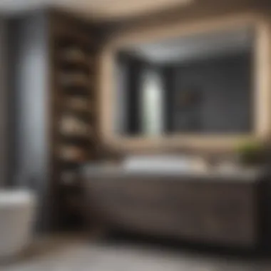 Trendy bathroom with coordinated vanity and tower