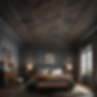Geometric Patterns Painted Bedroom Ceiling