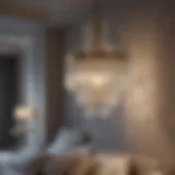 Elegant crystal hanging light fixture enhancing bedroom decor