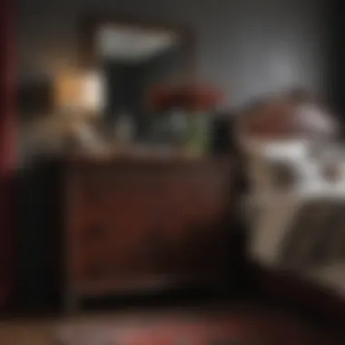 Cozy Dark Cherry Dresser Cozy dark cherry dresser in a well-decorated bedroom