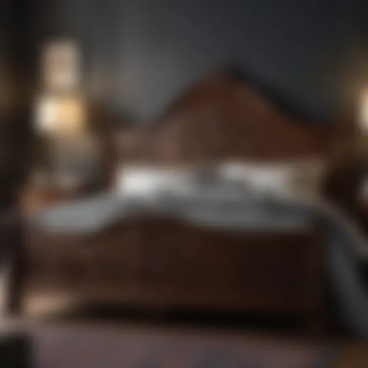Luxurious Dark Cherry Bed Frame Luxurious dark cherry bed frame with intricate carvings
