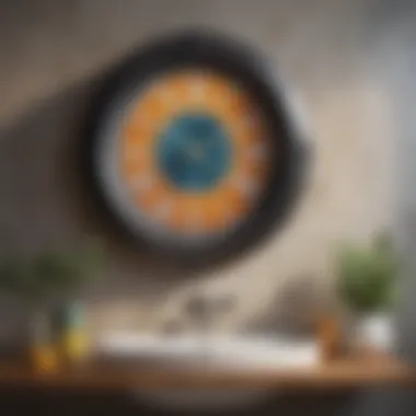Vibrant Ceramic Clocks for a Spa Feel Colorful ceramic wall clock adding vibrancy to a spa-like bathroom