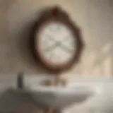Elegant antique wall clock in a stylish bathroom setting