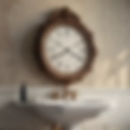 Elegant antique wall clock in a stylish bathroom setting