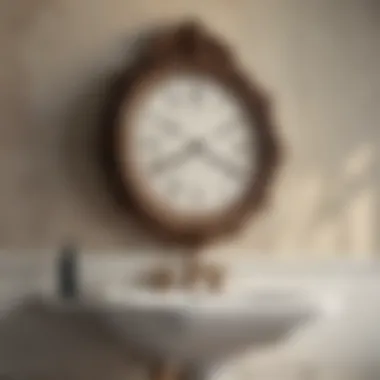 Antique Charm in Bathroom Design Elegant antique wall clock in a stylish bathroom setting