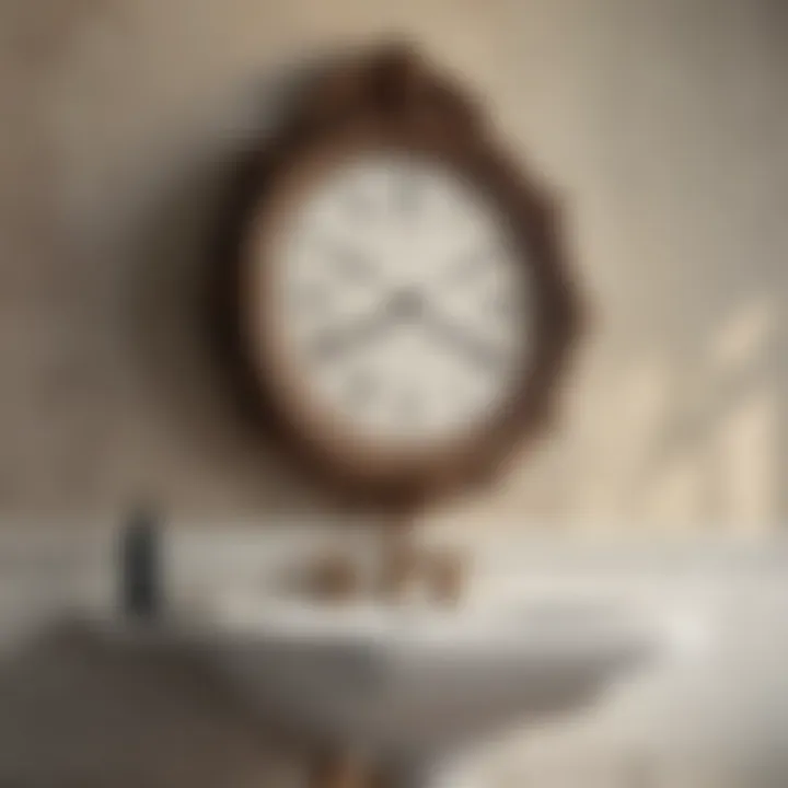 Antique Charm in Bathroom Design Elegant antique wall clock in a stylish bathroom setting