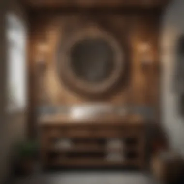 Rustic Elegance in Bathroom Decor Rustic wooden clock enhancing a cozy bathroom ambiance