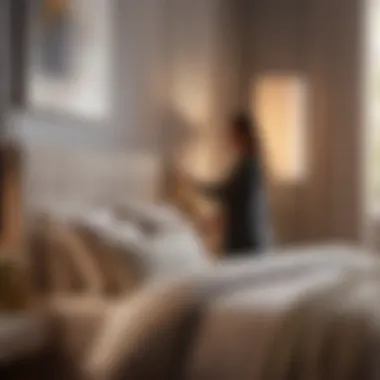 Styling Your Space Person arranging newly purchased discounted bedroom furniture