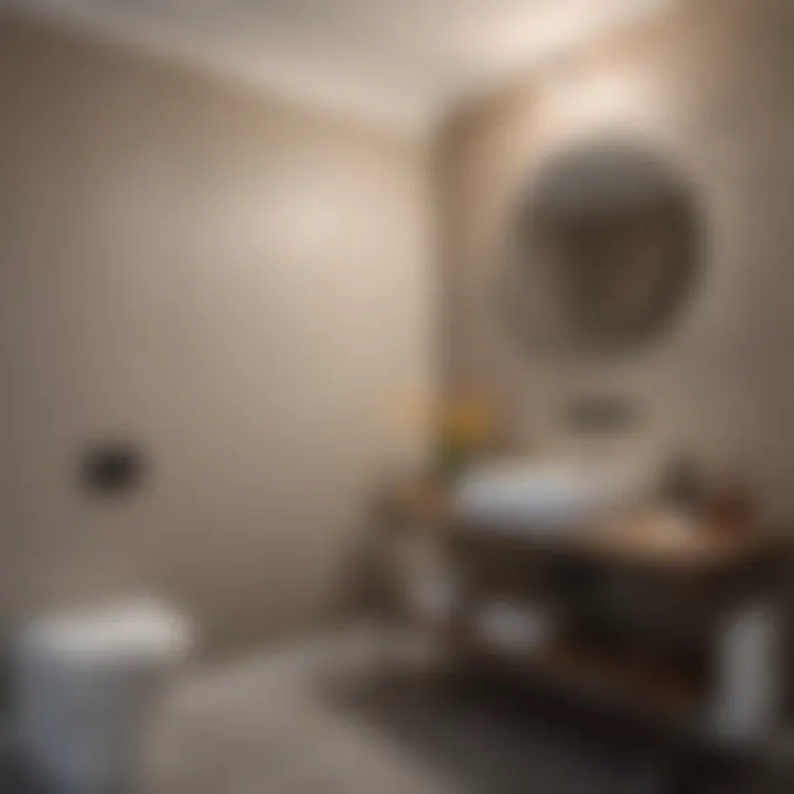 Transformation of Bathroom Walls with Drywall Mud Before and after comparison of a bathroom wall renovated with drywall mud
