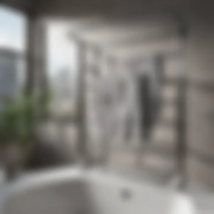 Stainless steel drying rack showcasing durability in a modern bathroom