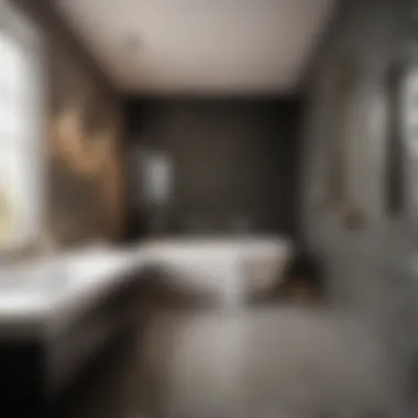 Black and white mosaic tiles creating a modern bathroom ambiance