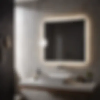 Natural Light Amplification with Square Black Mirror Square black mirror enhancing natural light in bathroom