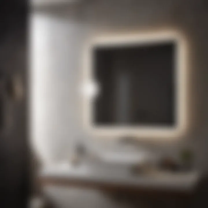 Natural Light Amplification with Square Black Mirror Square black mirror enhancing natural light in bathroom