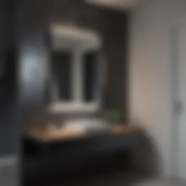 Minimalistic Chic with Square Black Mirror Square black mirror as a focal point in minimalistic bathroom decor