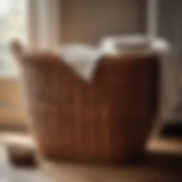 Elegant Wicker Laundry Basket with Lid in Luxurious Setting