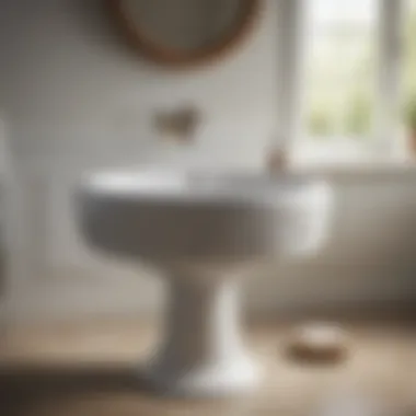 Design Details: Farmhouse Pedestal Sink Close-up of a farmhouse pedestal sink showcasing unique design details