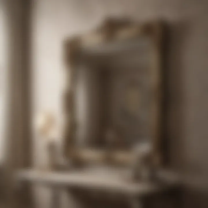 Chic Mirror and Fabric Decor Chic wall decor showcasing a mix of mirrors and textured fabric