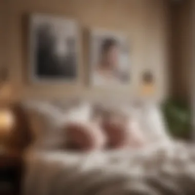 Cozy Bedroom Corner Cozy bedroom corner with plush pillows and decorative wall hangings