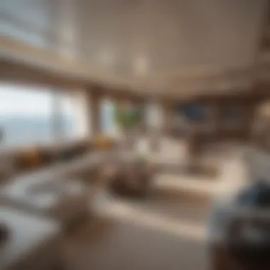 Interior layout showcasing spacious living areas on a five-bedroom yacht