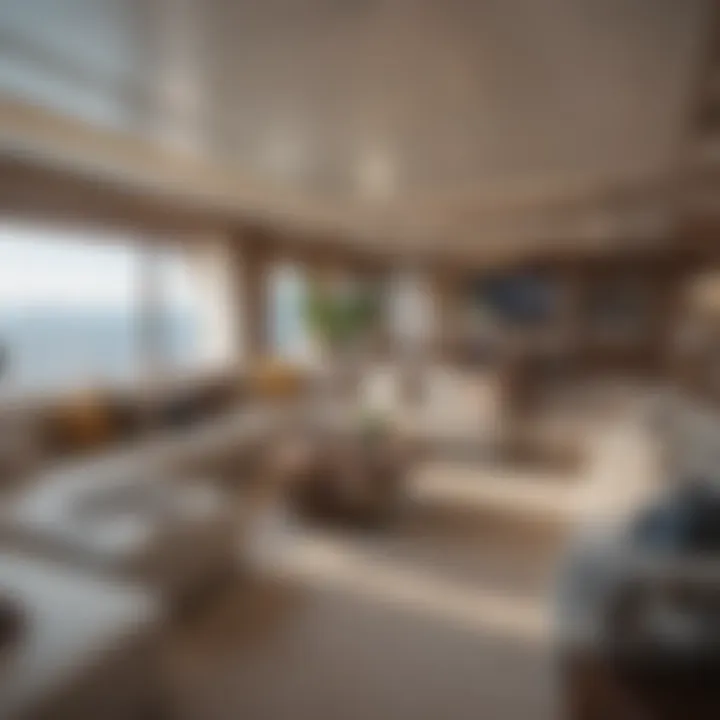 Interior layout showcasing spacious living areas on a five-bedroom yacht