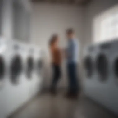 Customer Satisfaction with Reliable Services A satisfied customer receiving their laundry from a service provider