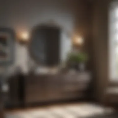 Contemporary small bedroom layout with modern dresser and mirror