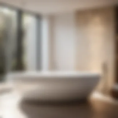 Sleek Modern Design Sleek and modern corner bathtub in a minimalistic setting