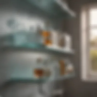 High-Quality Glass Material in Bathroom Shelves Close-up of high-quality glass material used in bathroom shelves
