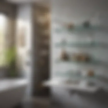 Trendy Bathroom Decor with Glass Shelves Trendy bathroom decor highlighting the use of glass shelves for storage
