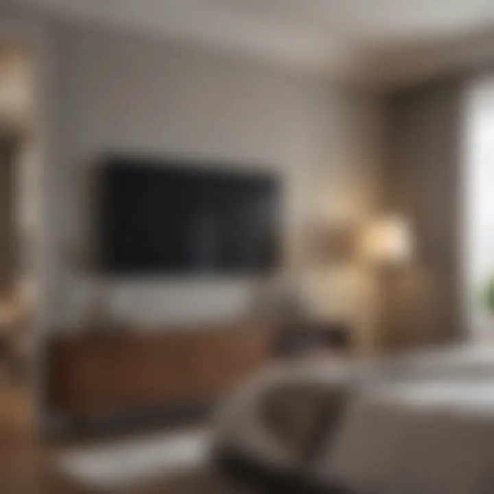 Elegant hidden TV installed within a modern bedroom design