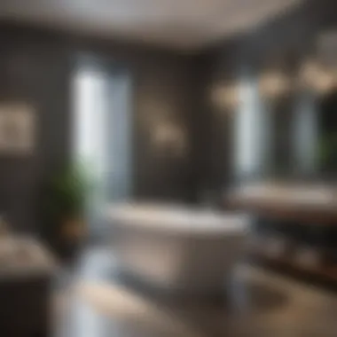 Customer service interaction in a high-end bathroom store.