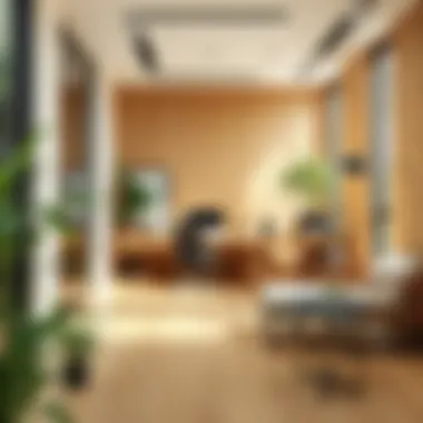 Eco-friendly bamboo flooring in a serene office environment