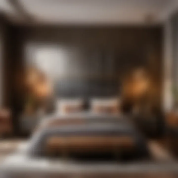 Industrial style bedroom furniture set with metal accents