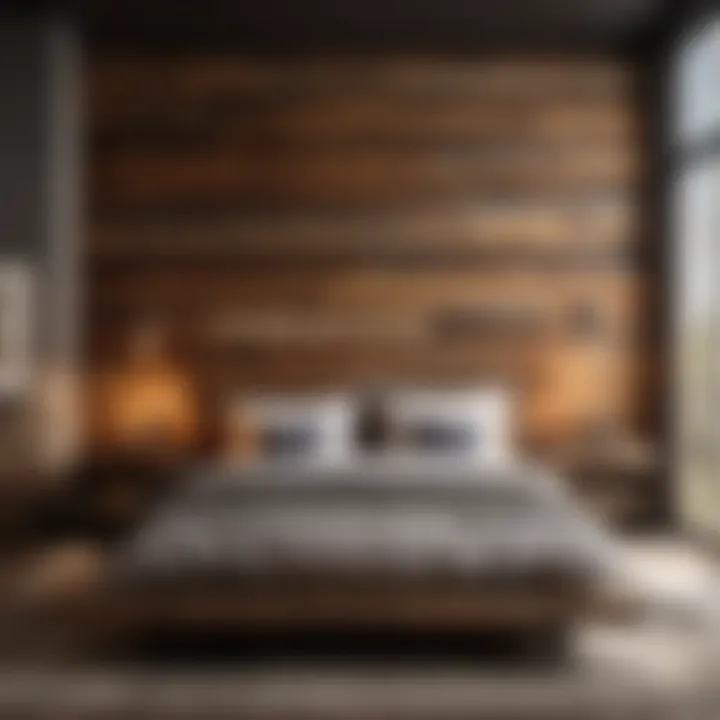 Industrial style bedroom furniture set showcasing reclaimed wood