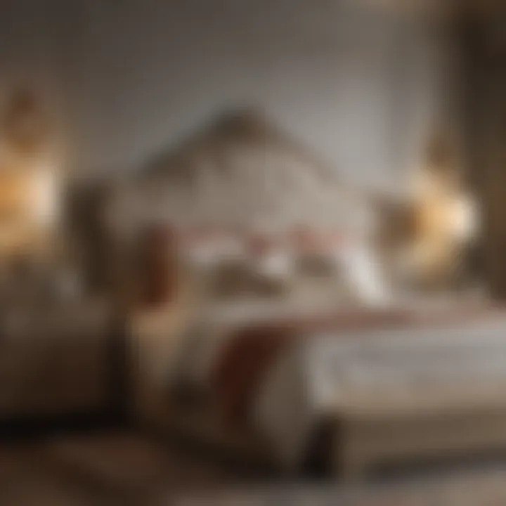 Luxurious king bedroom set featuring a tufted tall headboard and premium bedding