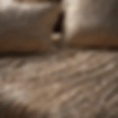 Close-up of intricate patterns on king-sized bedding