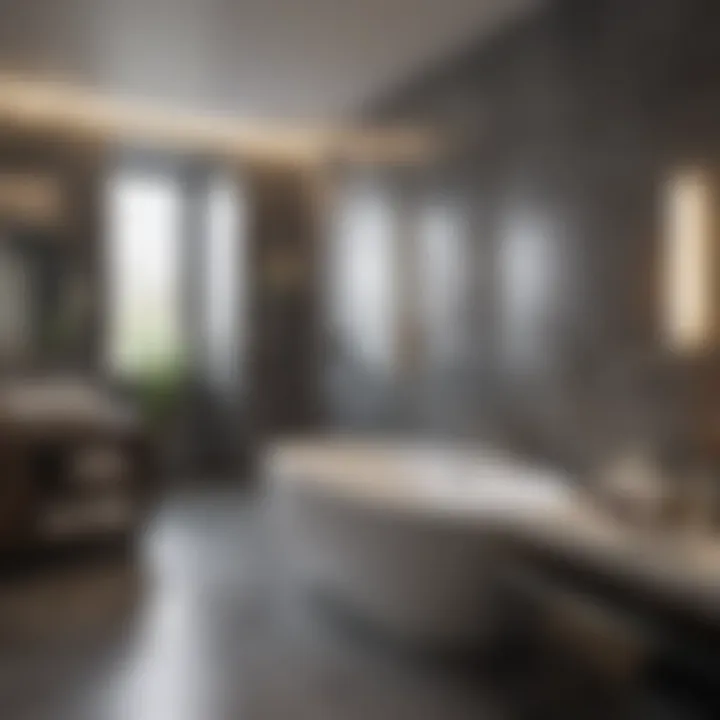 Contemporary Bathroom with Stylish Fixtures Luxurious bathroom setup featuring contemporary fixtures and stylish tiles
