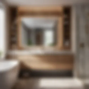 Interior of a spacious bathroom with a large medicine cabinet