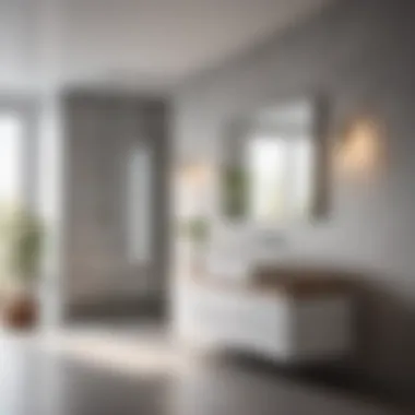 Minimalist Charm with Light Grey Paint Minimalist Light Grey Bathroom Design