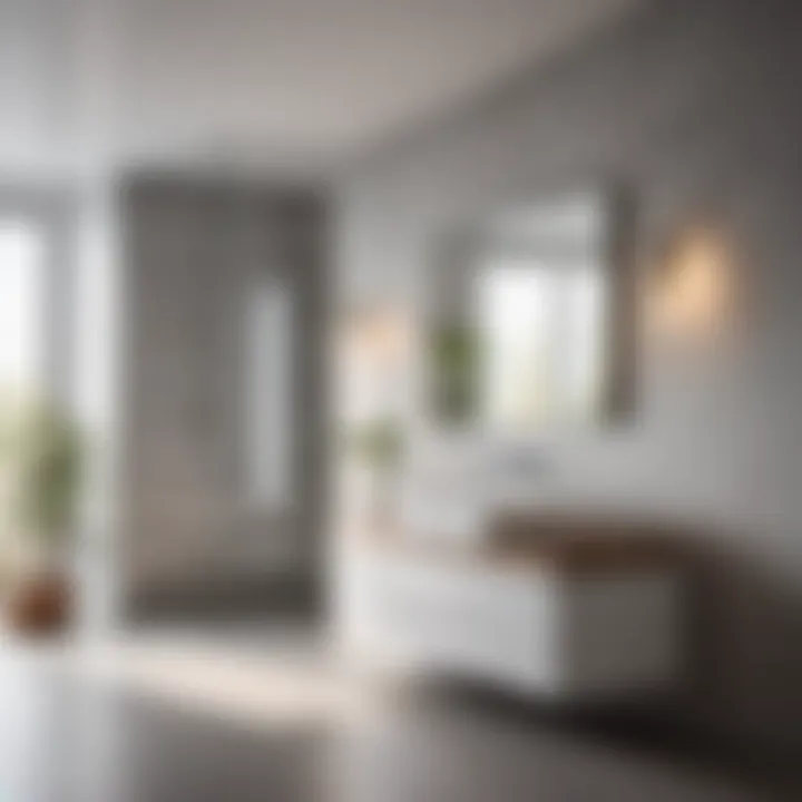 Minimalist Charm with Light Grey Paint Minimalist Light Grey Bathroom Design