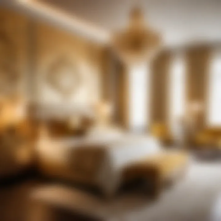 Opulent Magnolia Bedroom with Golden Accents Luxurious magnolia bedroom with golden decor elements