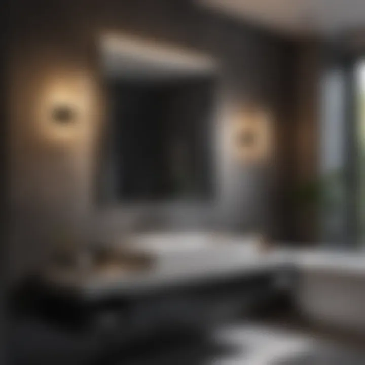 Ambient lighting created by matt black fixtures in a luxurious bathroom
