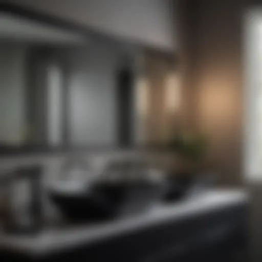 Elegant matt black bathroom light fixture illuminating a modern sink area