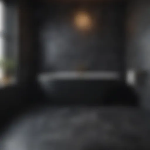 Stylish matte black bathroom floor tiles in a modern setting