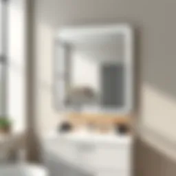 Elegant modern bathroom mirror with integrated shelf