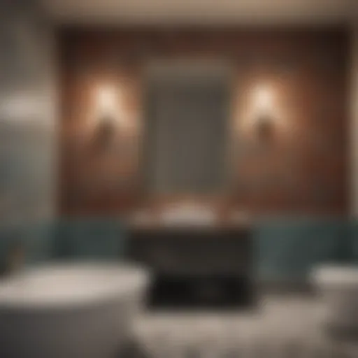 Luxurious bathroom featuring intricate mosaic accent tiles