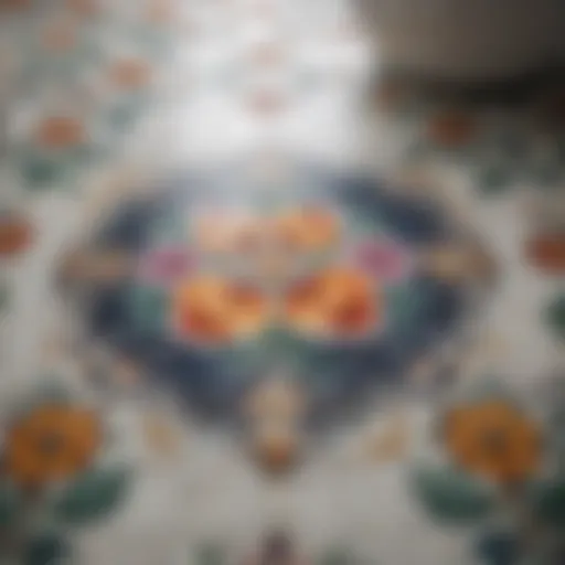 Floral Elegance Elegant mosaic tile bathroom floor with floral motif