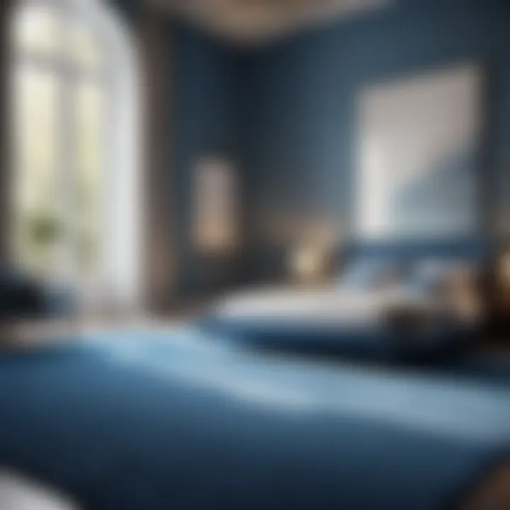 Soothing blue carpet in bedroom